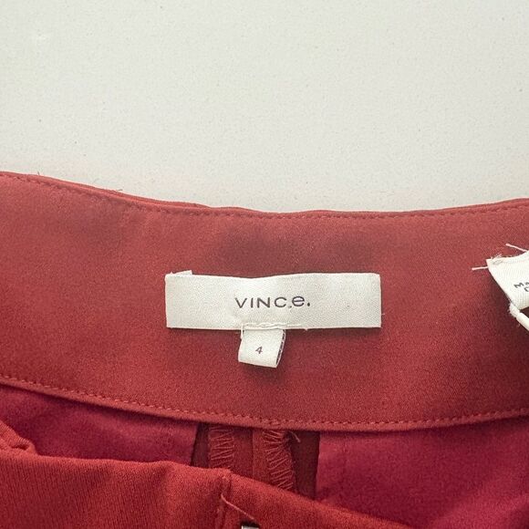 Vince High Red Waisted Belted Shorts - Picture 7 of 8